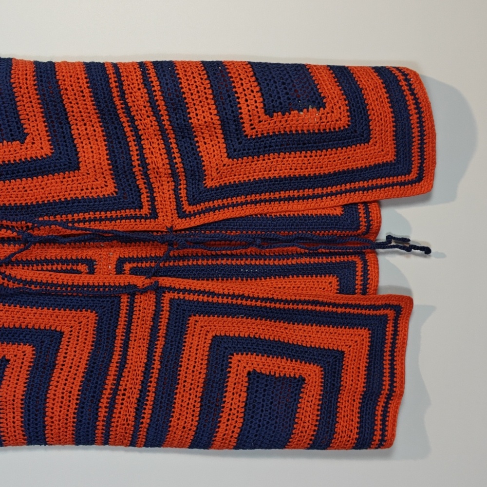 FRNCH NWT Cybille Sleeveless Crochet Jacket Vibrant Orange and Blue Knit Medium - Picture 6 of 16
